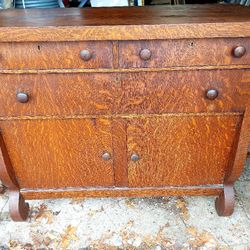 Antique Tiger Oak  Sideboard Buffet