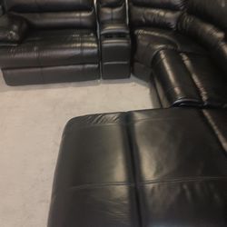 SECTIONAL GENUINE LEATHER RECLINER ELECTRIC LEATHER Black  COLOR.. DELIVERY SERVICE AVAILABLE 💥🚚💥