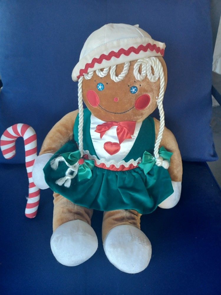 Vintage 90s Gingerbread Girl Plush Doll 20"