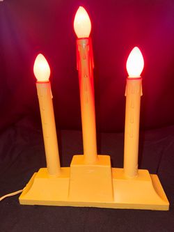 Vintage Mid-Century 3-Light Plastic Christmas Candolier - Fully Working Electric Window Candle Bridge