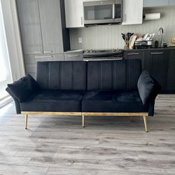 Futon Sofa Couch Loveseat Convertible Sleeper Sofa Black 70” Inch