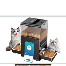 New Automatic Cat Feeder with 5G WiFi for 2 Cats, Adjustable Height for Small Pets, Dual Bowls, 20 Cups/5L Dry Food Auto Pet Dispenser, Voice Record, 