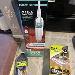 New Shark Steam Mop With Refill Pads And Solution