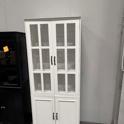 Brand new Tall Bookcase Bookshelf with 5-Tier Shelves & 2 Glass Doors, Wooden Display Storage Cabinet for Home Office, Living Room, White (31.5”W x 15