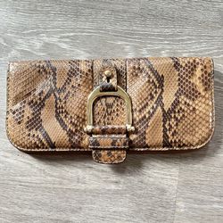 Gucci Brown Phyton And Greenwich Leather Clutch
