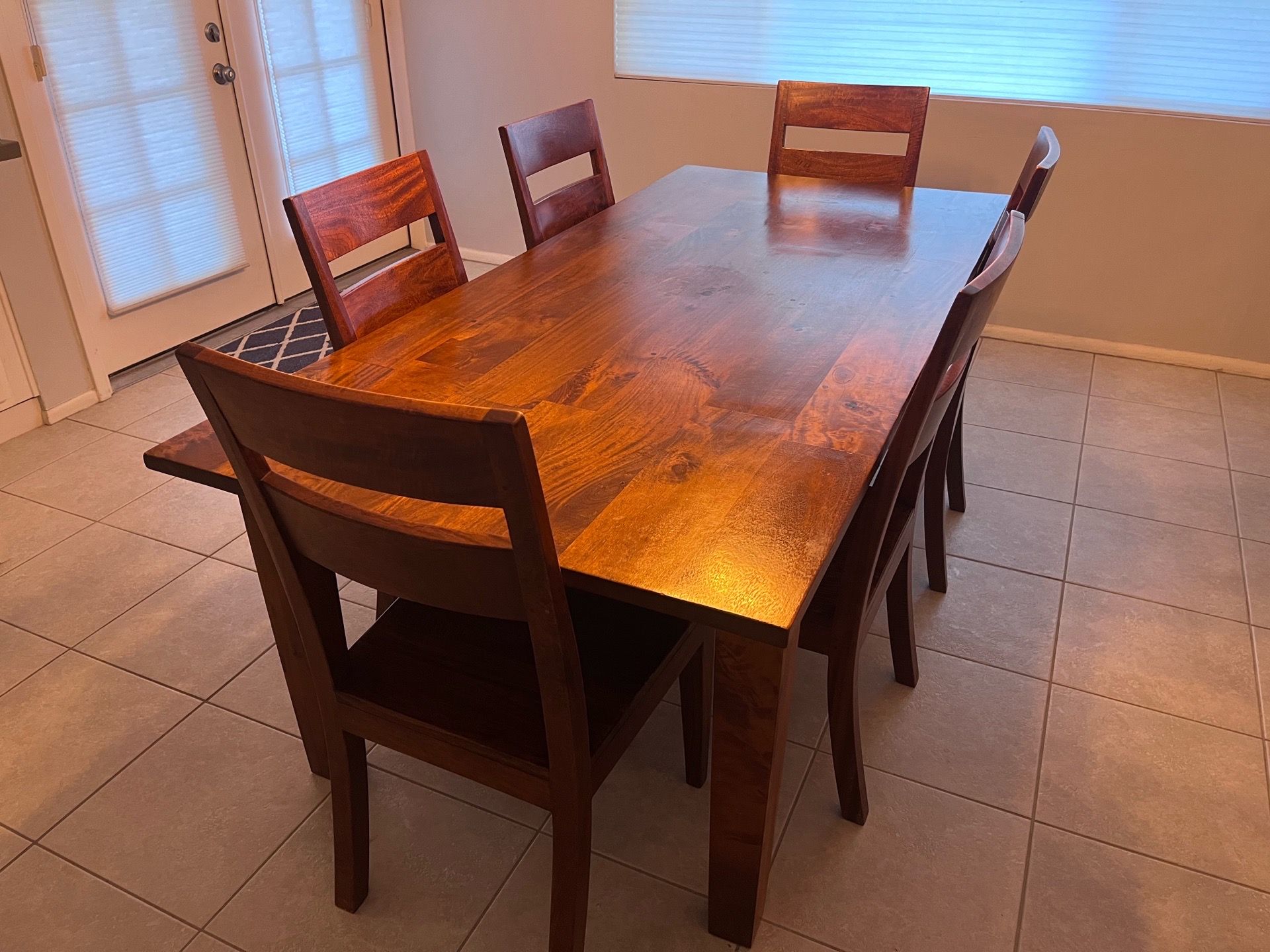 82" Solid Wood Dining Table + 6 chairs