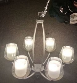 Aluminum 6-Light Chandelier (Works Great & Like New Condition)