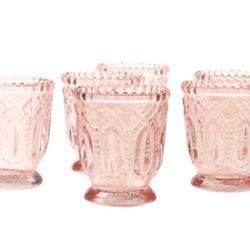 Vintage Glass Candle Holder - Votive Tea Light Candleholders -Décor for Dinner Parties, Holidays, Weddings & Birthdays - 3 x 2.75, Blush Pink (Pack of