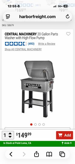 20 gallon parts washer- harbor freight brand