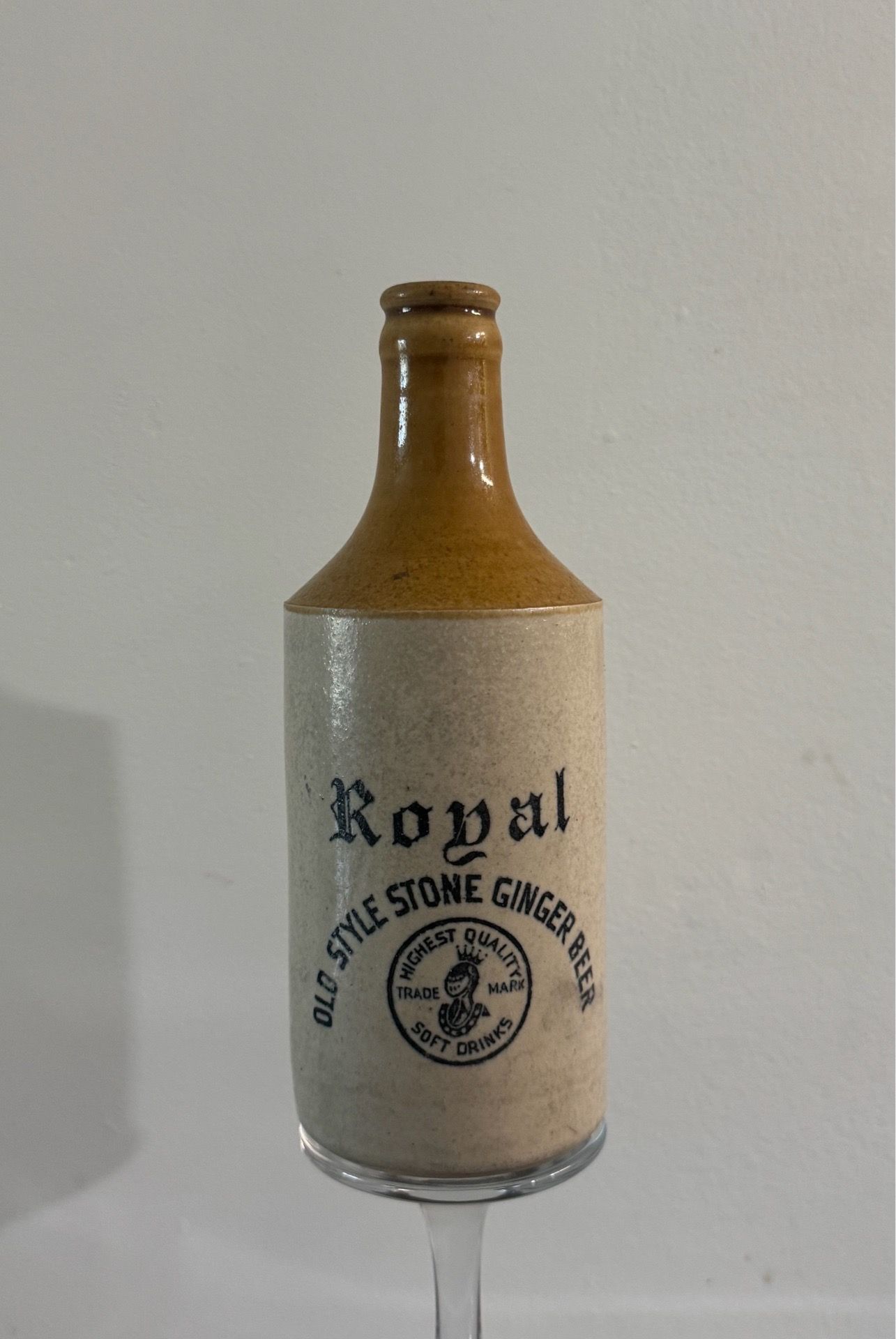Antique Royal Old Style Stoneware Ginger Beer Bottle Salt Glaze Vintage 1800s