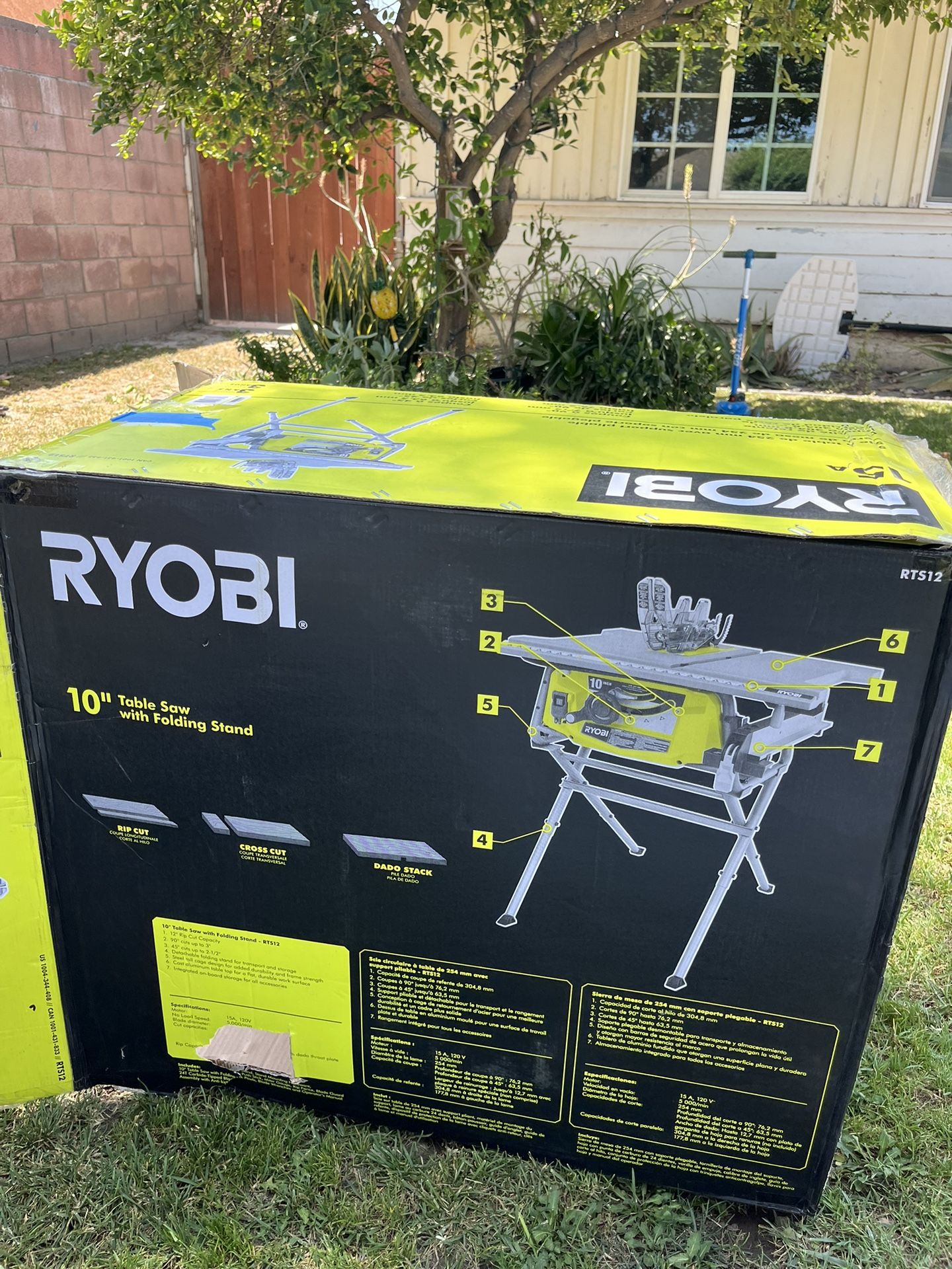 RYOBI 15 Amp 10 in. Compact Portable Corded Jobsite Table Saw with Folding Stand