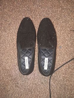 Steve Madden Black Rhinestone Slip-On Loafers