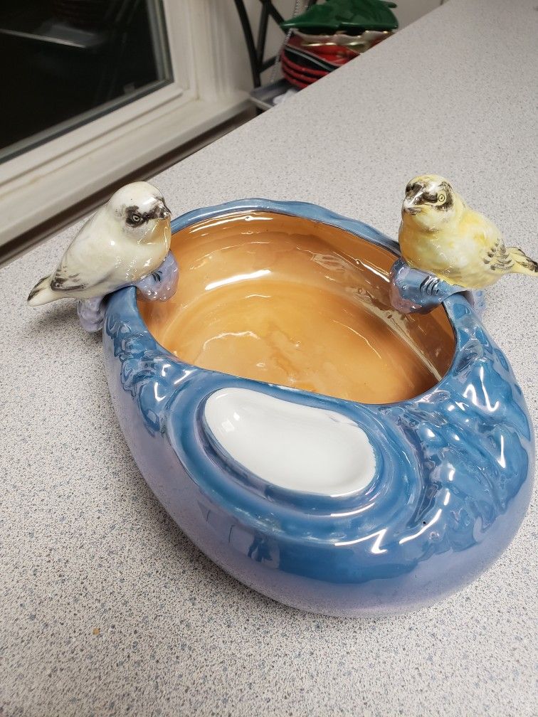 UNIQUE HAND PAINTED MADE IN JAPAN BIRD BATH
