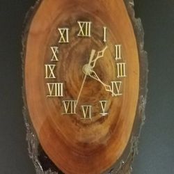 VINTAGE Natural Oak Wood Roman Numeral Lacquered Wall  Clock