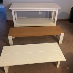 3 Piece Mostly White Hard Wood Heavy Duty Display Tables (formerly JCPenney Display) 