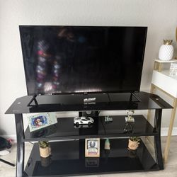 $60 Black Glass TV Stand / Media Console