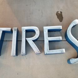 5, Vintage, Automotive Tires Neon Sign Letters, Good Project; “TIRES” 17.5 X 12”