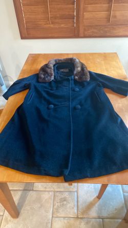 Vintage forstmann black wool ,mink fur collar ,coat