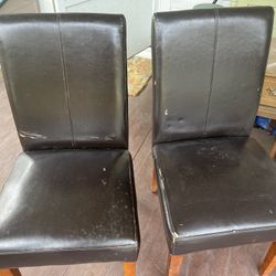 Set Of 2 Faux Leather Dining Chairs 