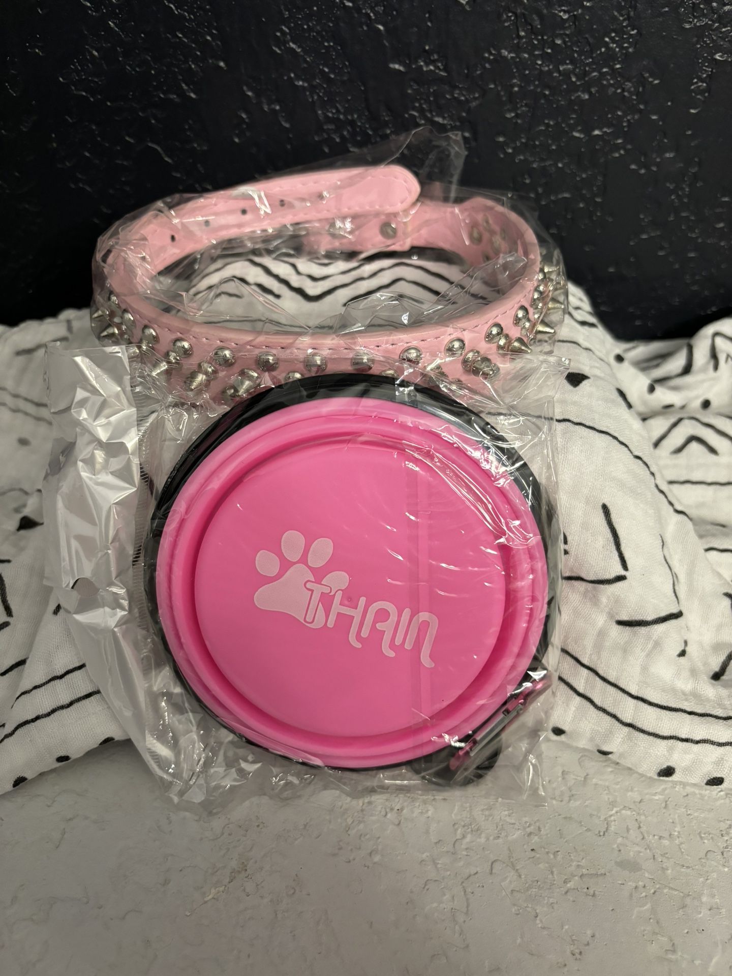 New Thain Spike Dog Collar and Water Bowl