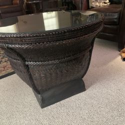 Basket Table With Glass Top
