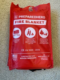 PreparedHero Fire Blanket 39x39 Fiberglass