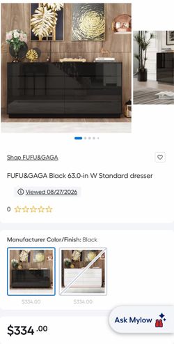 FUFU&GAGA Black 63-in Wide Standard Dresser