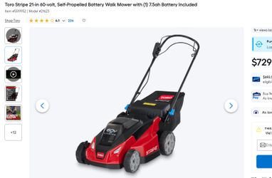 New Toro Stripe 21-in 60-volt, Self-Propelled Battery Walk Lawnmower Electric Lawn Mower w/ 7.5ah battery