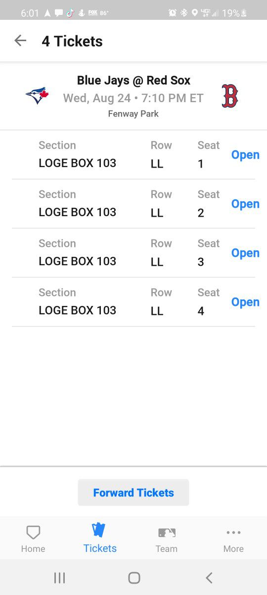 Red Sox Tickets 4 