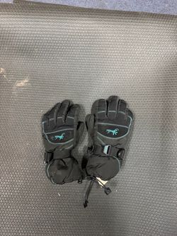 Kids Gordini Black Snow Gloves with Teal Stitching