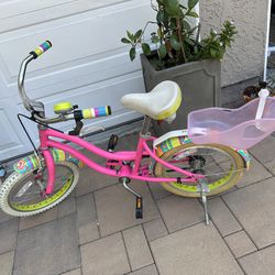 2 girls “ELECTRA” bikes. 16” both in very good shape. $75 each. bith have seat for a doll or stuffie