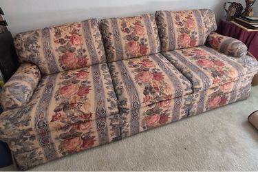 Floral Upholstered 8 ft Sofa