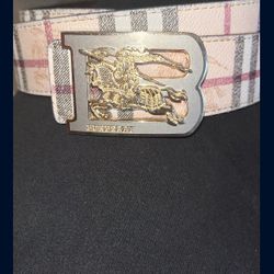 Brown Gold Buckle Burberry Belt 