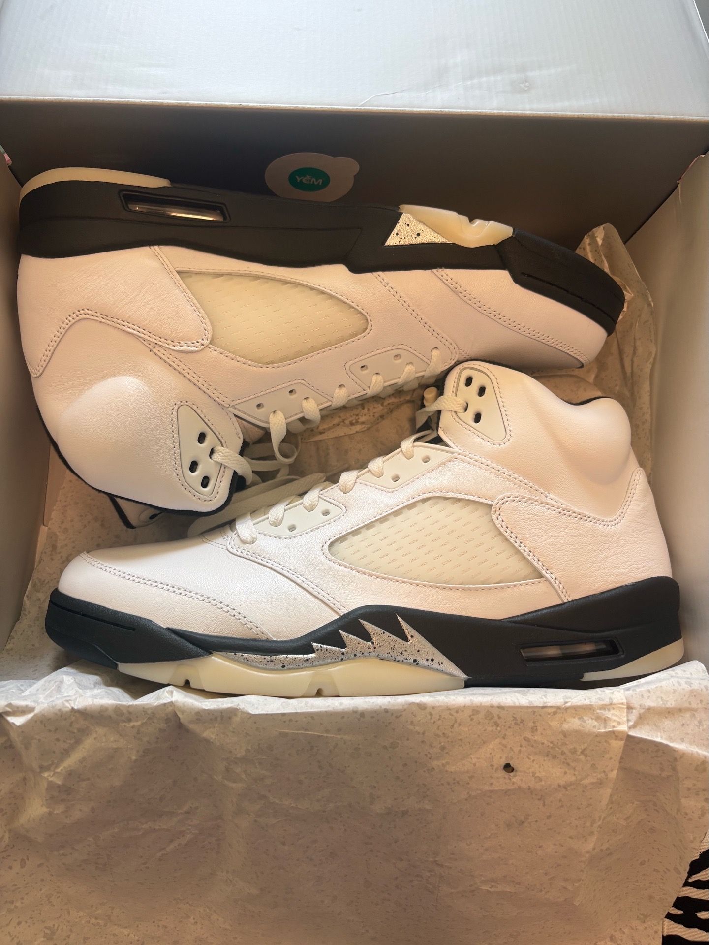 Air Jordan 5 Retro White Black size 14