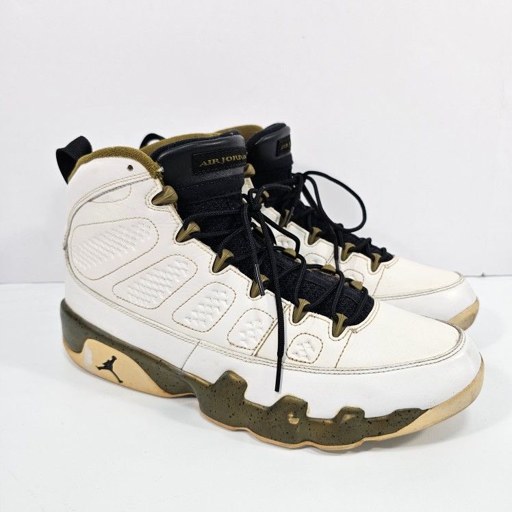 Nike Air Jordan 9 Retro Statue 302370-109 White Black Militia Green US Size 12