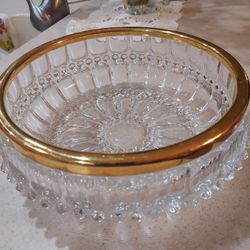 Crystal Diamond Gold Glass Centerpiece Bowl