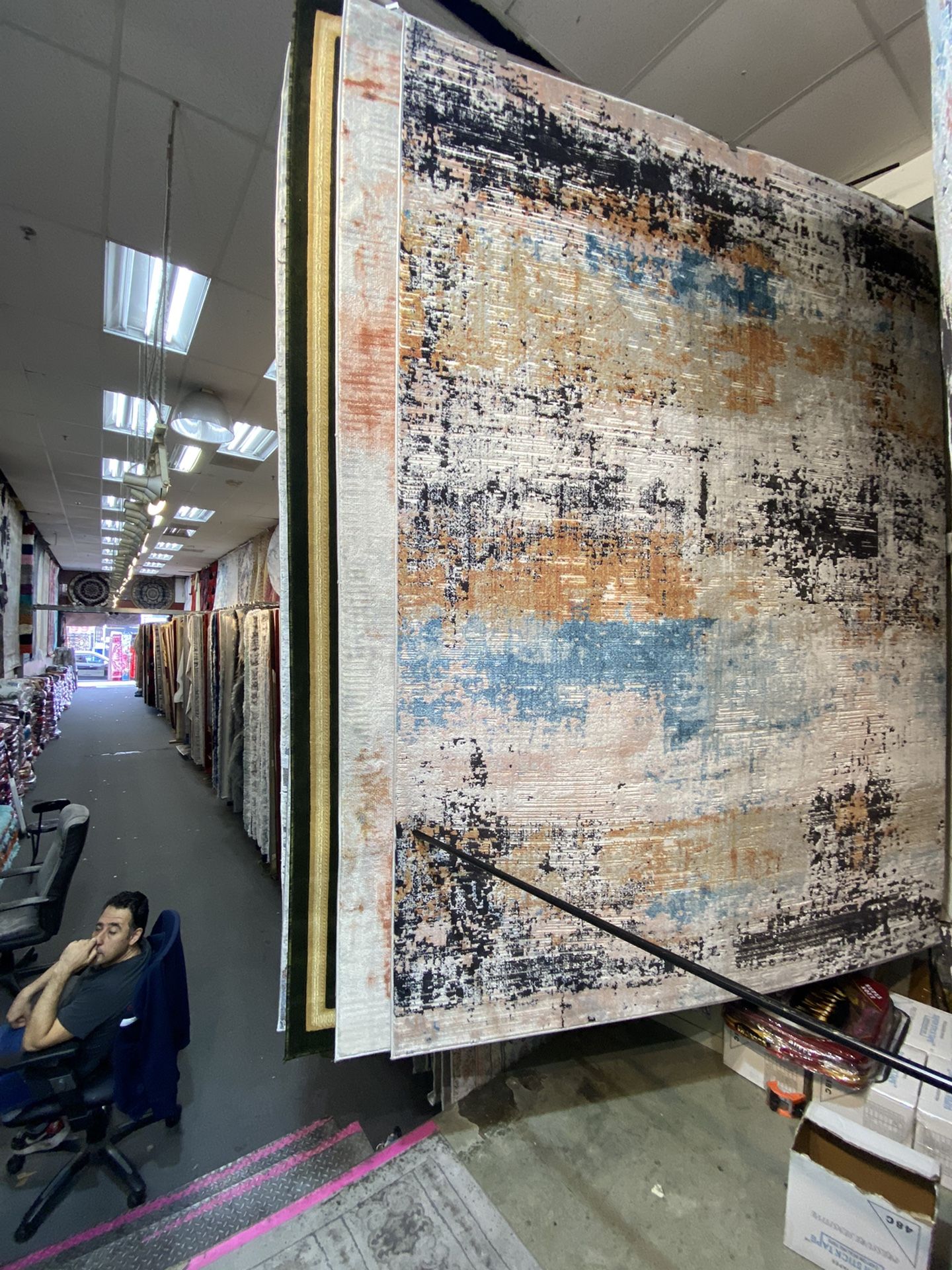 8x10 Area Rugs Carpet Rugs Abstract Desgin Thick Colors Rust Blue Black Beige 