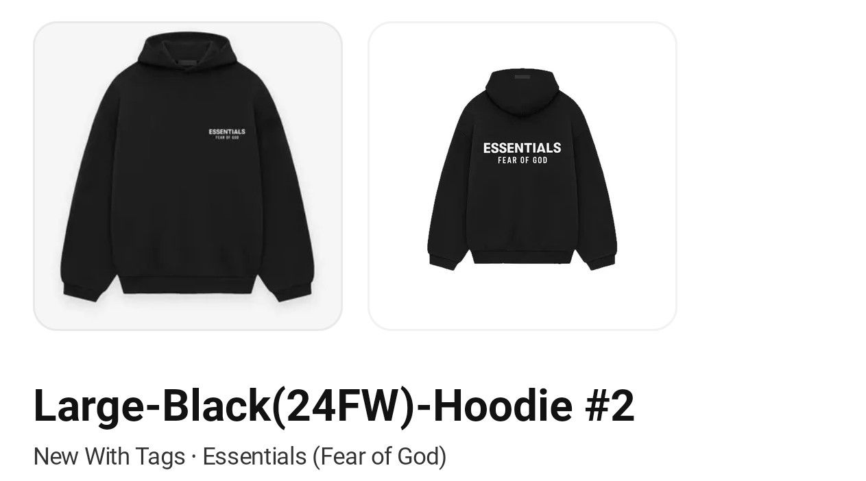 Large Fear Of God Hoodie Brand New Still In Package W Tags $60