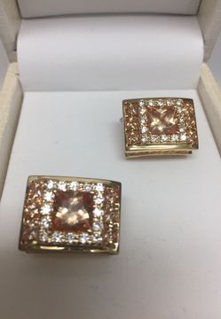 Crystal and gold French cuff links