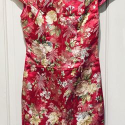 NEW Floral Pinkish Red Cheongsam Dress / Qipao
