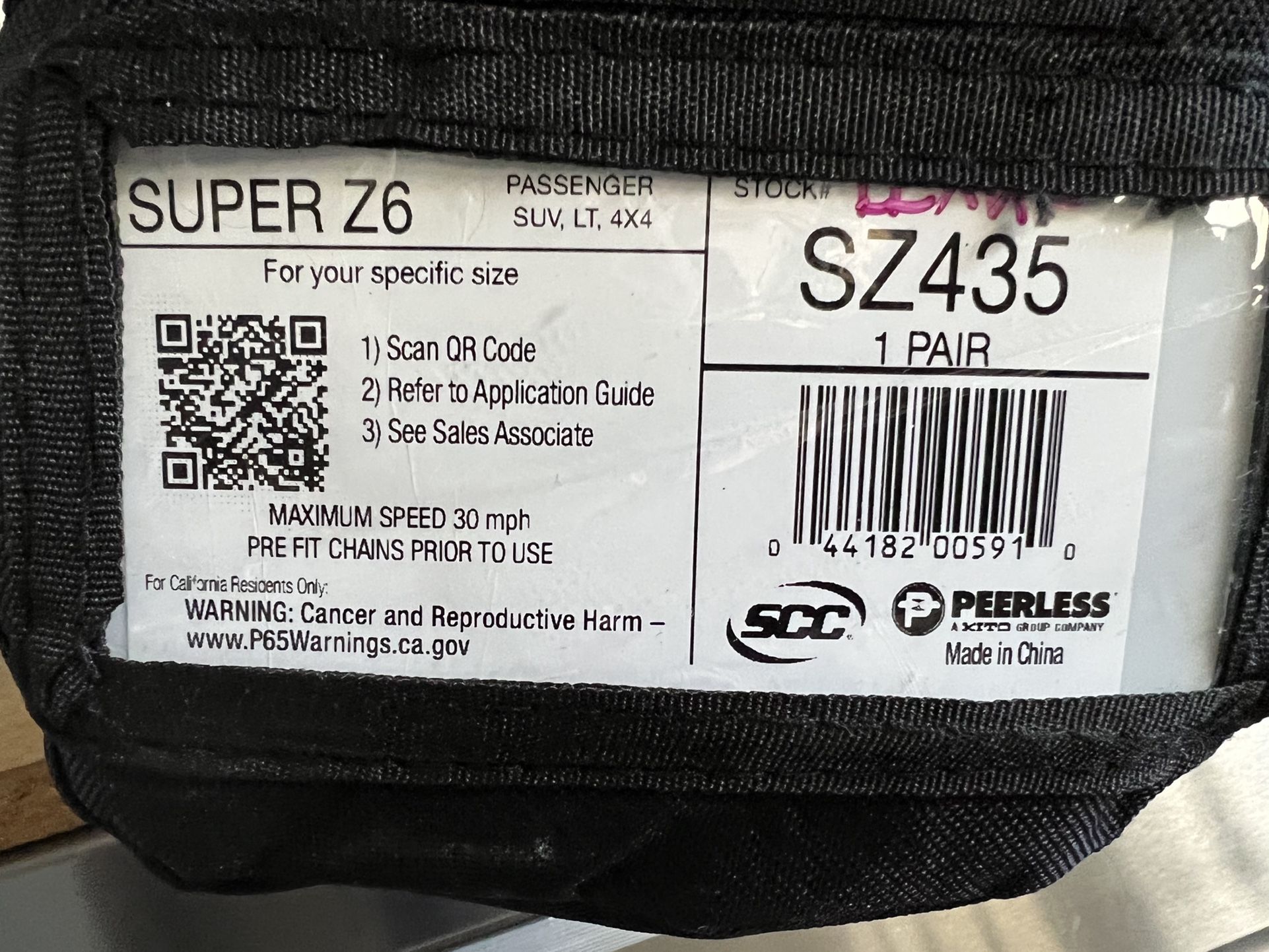 Snow Chain SZ435 (Peerless SCC Super Z6) for Sale in Chula Vista, CA ...