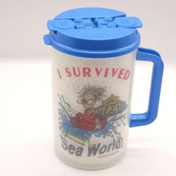 Vintage Whirley Thermo Mug I Survived Journey To Atlantis Sea World Travel Mug 