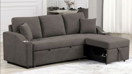 Brand New Grey Adjustable Sectional Sofa Sleeper