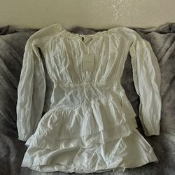 Tularosa Women’s V Neck White Open Back Mini Dress Nwt