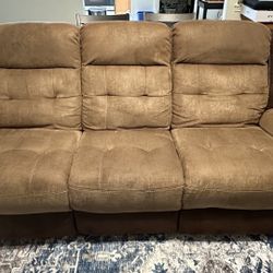 Mesa Brown Manual Reclining Microfiber Sofa