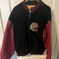 49Er Varsity Jacket suede, and leather on the outside silk line on the inside