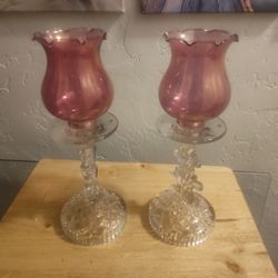 Vintage Hurricane Candlestick Holders 