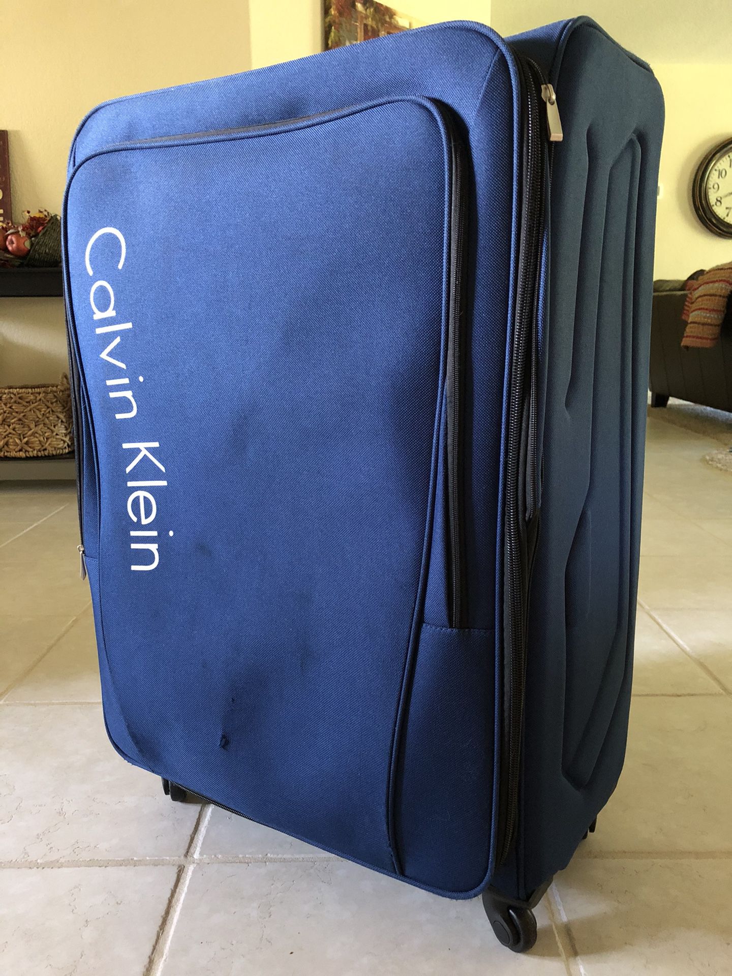 XL Calvin Klein Expandable Spinner Luggage. 34”H x 22.5” W x 12” D (Including wheels)