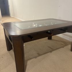 Foosball Coffee Table – Solid Wood – Glass Top – Game Table
