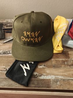 Olive Green Snapback Hat with Gold Graphic